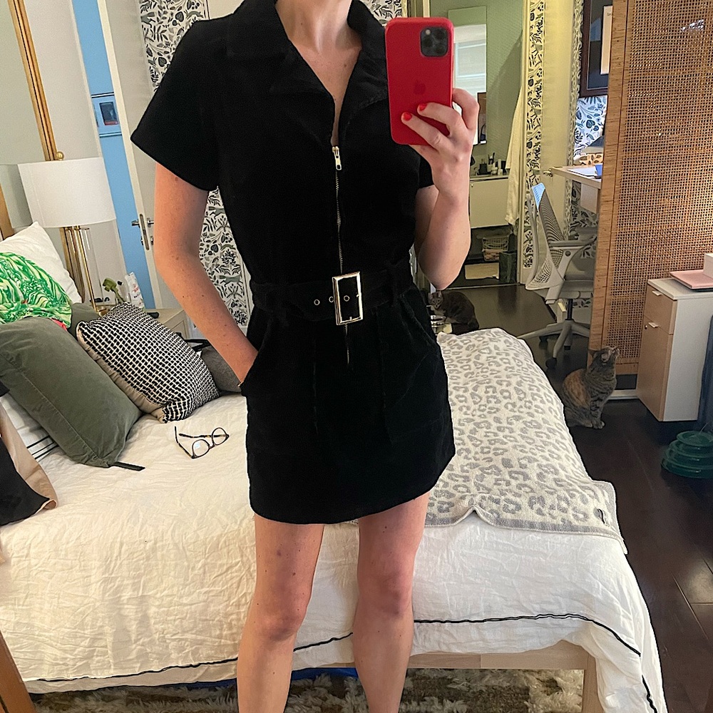 Show Me Your Mumu ~ SMYM Black Velvet Belted Minidress ~ size medium